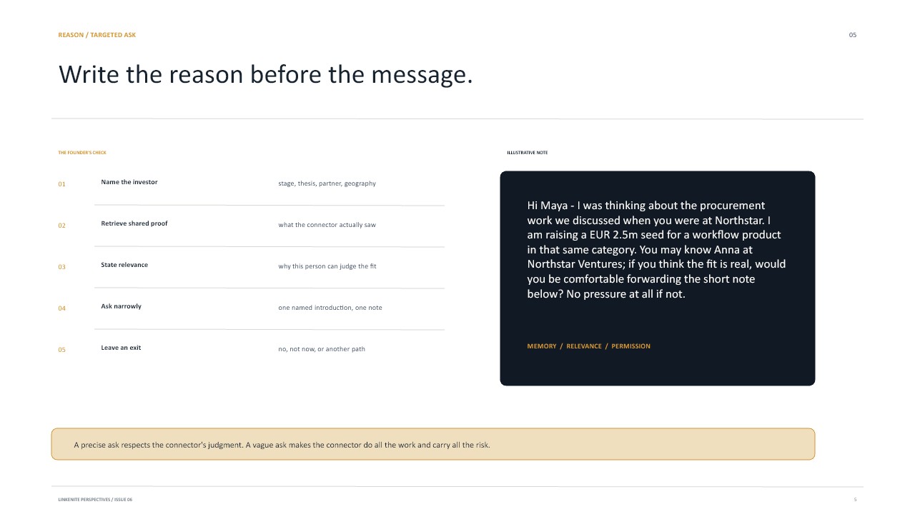 Slide 5: Write the reason before the message